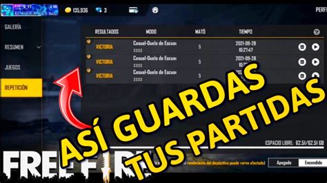 Como Guardar Las Partidas En Repetici N De Tu Perfil En Free Fire