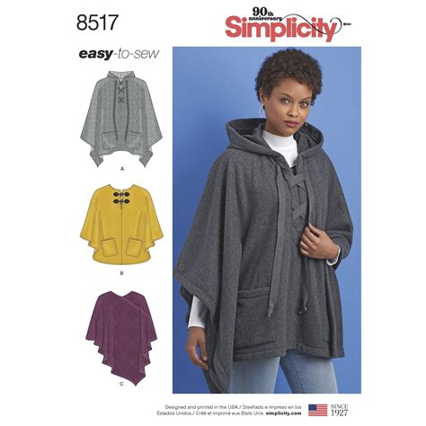 Simplicity Pattern Misses Set Of Ponchos Poncho Pattern Sewing