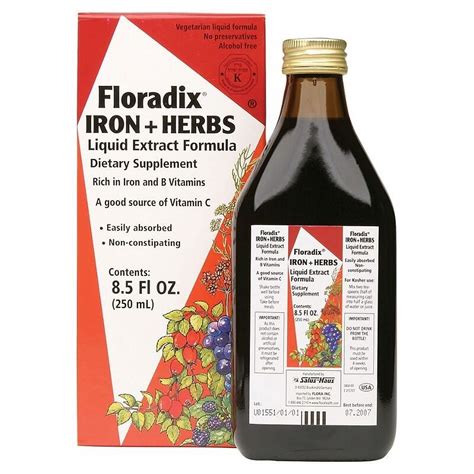 Floradix Floravital Herbal Iron And Vitamin Formula 250ml Walmart