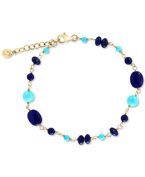 Effy Collection Effy® Lapis Lazuli And Turquoise Link Bracelet In 14k