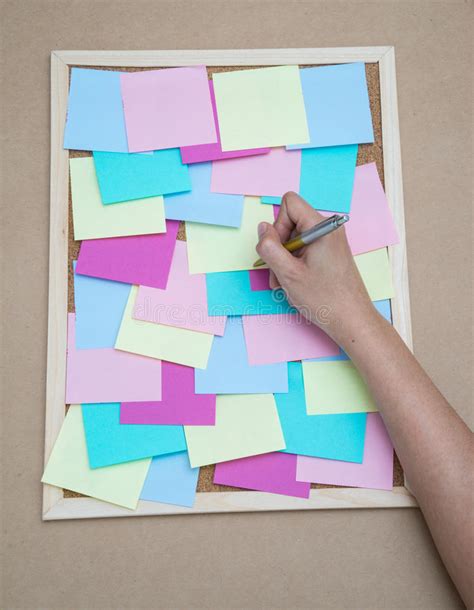 Colorful Sticky Notes On Cork Bulletin Board Stock Image Image Of Paper Notice 70618135