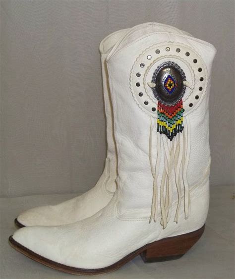 Vintage Zodiac Indian Fringe Boots 10m 8 12m Leather Fashion Etsy