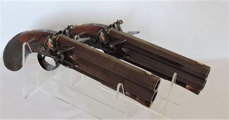 Manton Rare Cased Pair Of Ou Double Barrel Flintlock Carriage