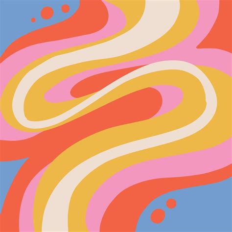 Hand Drawn Flat Psychedelic Groovy Background In S Bright Retro