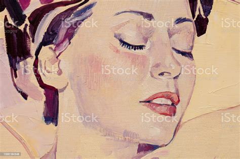 Watercolor Painting Female Portrait Handmade Stock Illustration