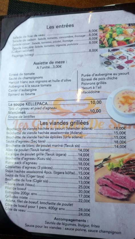 Menu Au Les Grillades De Seine Restaurant Le M E Sur Seine