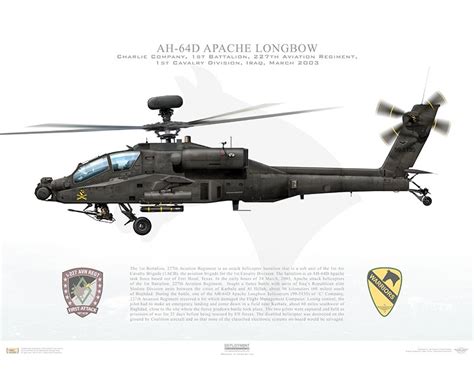 Aircraft profile print of AH-64D Apache Longbow, 1st Battalion, 227th Aviation Regiment - 2003 ...