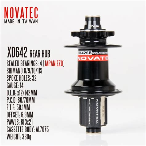 Novatec Xd642sb Mtb Xc Am Fr Bike Hubs 32 Holes 12x142 Thru Shaft High