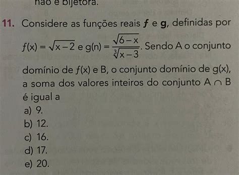 Considere As Funções Reais F E G Definidas Por F X Raiz De X 2