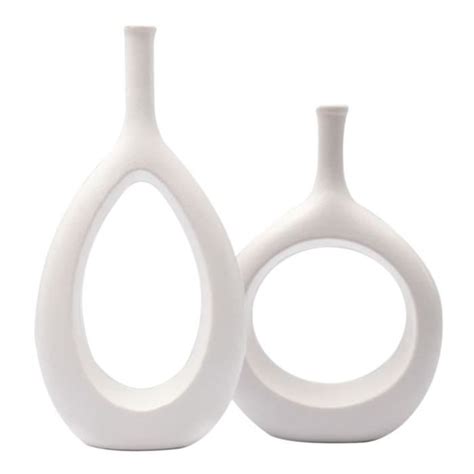 Vases Creux en CéRamique Blanche Ensemble de 2 Vases à Fleurs pour