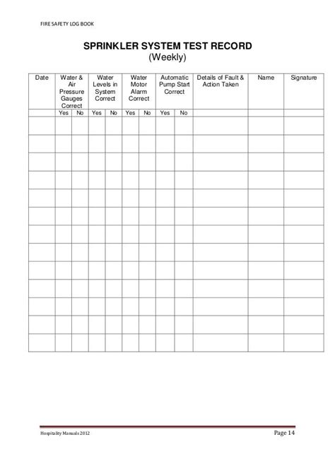 Printable Fire Alarm Log Sheet Template Printable Templates Free