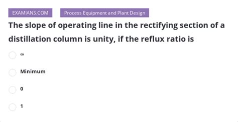 The Slope Of Operating Line In The Rectifying Section Of A Distillation