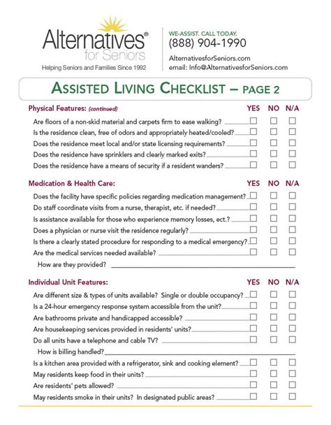 Assisted Living Checklist Alternatives For Seniors