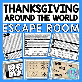 Thanksgiving Around The World ESCAPE ROOM Reading Comprehension Activity