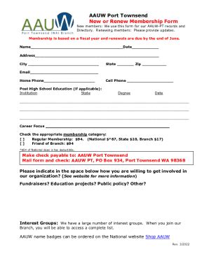 Fillable Online Pt Wa Aauw How To Self Renew For Existing Members Fax