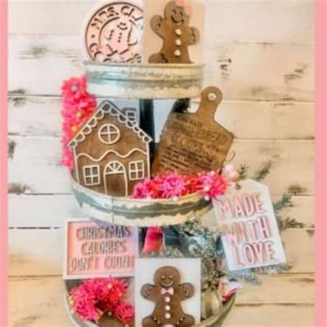 Gingerbread Tiered Tray Decor Christmas Gingerbread Tiered Etsy