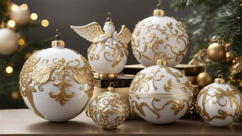 Premium AI Image | White and Gold Christmas Ornaments