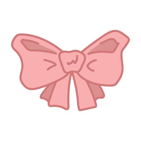 Cute Pink Bow Cartoon Style Vector Illustration Isolated On White