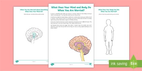 What Does Your Mind and Body Do When You Feel Worried? Worksheet