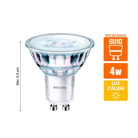 Foco Led Dicroico 4w Gu10 Luz Cálida Pack X2 Promart