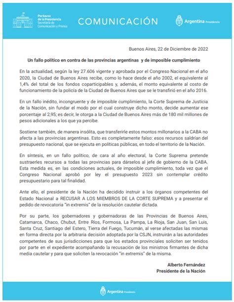 Fondos Coparticipables El Gobierno Recusará A Los Miembros De La Corte