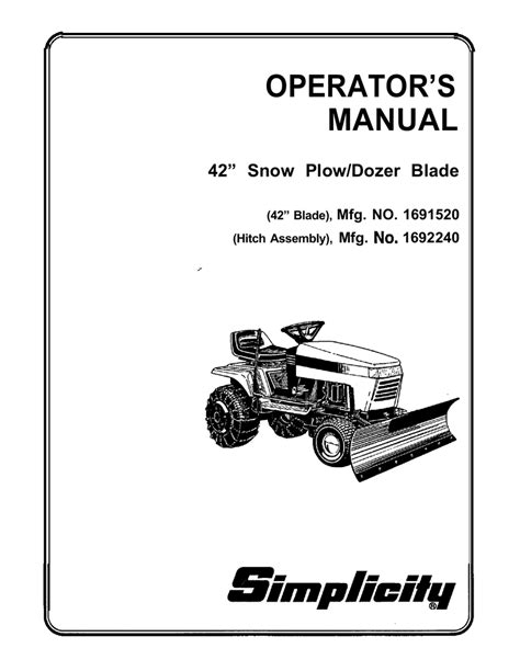 Simplicity Snow Plow Dozer Blade Lawn Mower User Manual Manualzz