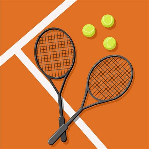 Tennis Deux Raquettes De Tennis Et Trois Balles Sur L Illustration