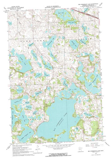 Big Cormorant Lake Topographic Map 124000 Scale Minnesota