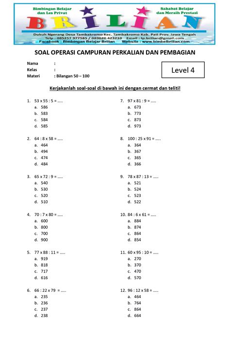 Soal Matematika Kelas Perkalian Dan Pembagian Bilangan Desimal Hot