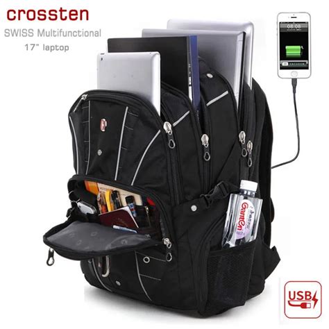 Crossten Swiss Puerto De Carga Usb Multifuncional Mochila Para Port Til