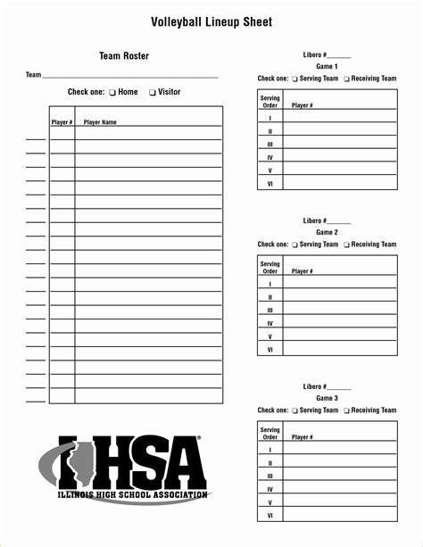 Printable Volleyball Lineup Sheets