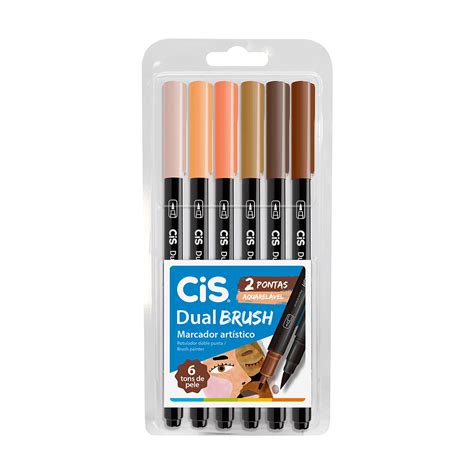 Marcador Artístico Aquarelável Dual Brush 6 Cores Tons De Pele Cis