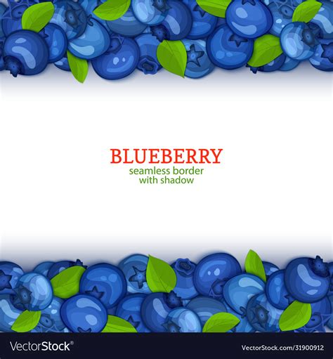 Ripe Blueberry Fruit Horizontal Borders Royalty Free Vector