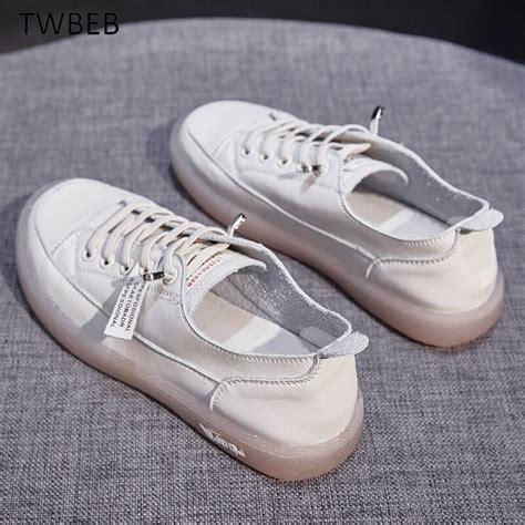 Womens Genuine Leather Sneakers Leather Walking Running Shoes