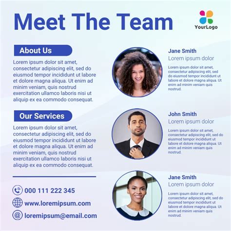 Blue Meet The Team Flyer Design Template Postermywall