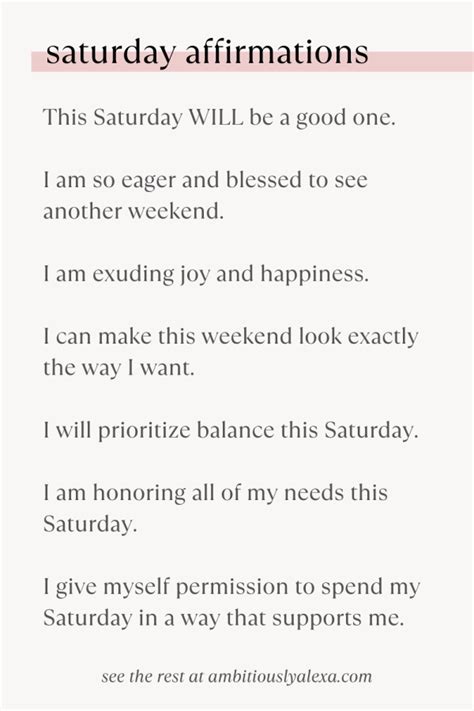 55 Saturday Affirmations For A Balanced Weekend Ambitiously Alexa