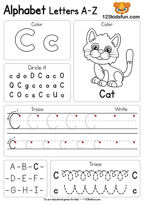 Free Alphabet Practice A-Z Letter Worksheets | 123 Kids Fun Apps