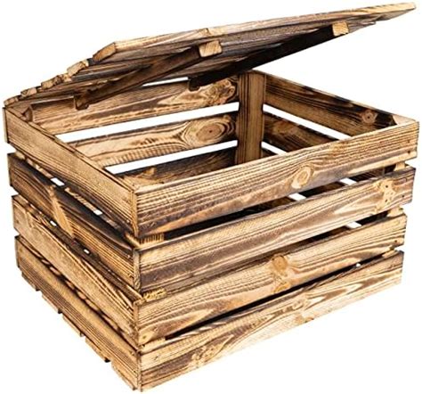 Amazon de Creative Deco Große Holzkiste mit Deckel Vintage 50x40x30