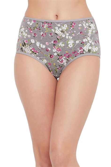 Buy High Waist Floral Print Hipster Panty In Dark Grey Cotton Online India Best Prices Cod