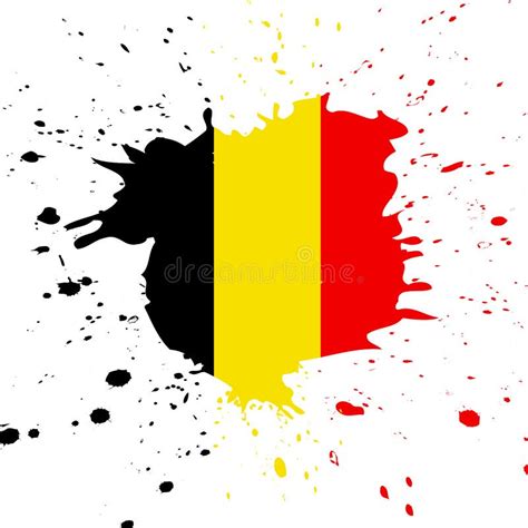 Belgium Flag Brush Painted Belgium Flag Hand Drawn Style Illustration