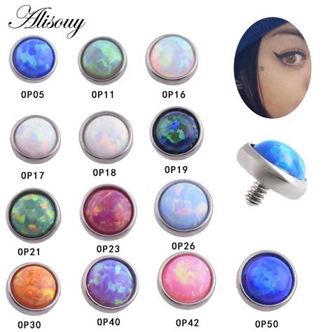 1PC G23 Stainless Steel Opal Dermal Anchor Top Micro Dermal Piercing