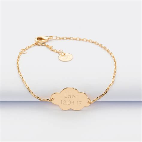 Bracelet Cha Ne Plaqu Or Enfant Personnalis Bapt Me M Daille Nuage