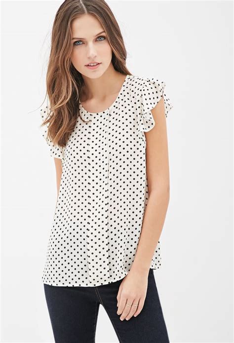 Forever 21 Polka Dot Print Blouse Polka Dot Print Blouse Blouses For