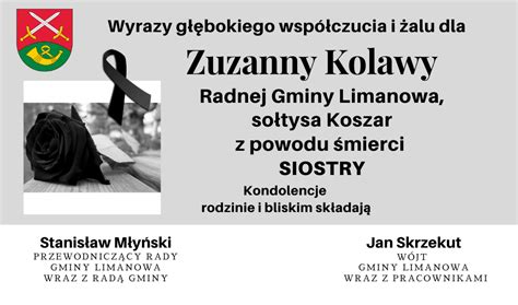 Kondolencje Z Powodu Mierci Siostry Radnej Gminy Limanowa Zuzanny