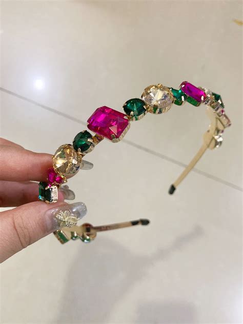 Wholesale Glass Crystal Sparkle Hairband Luxury Colorful Diamond