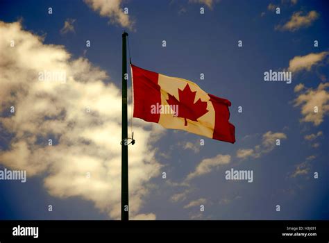 Canadian Flag Waving On The Wind Stock Photo Alamy