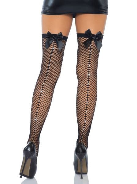 Leg Avenue Lingerie Calze Autoreggenti A Rete Con Cucitura E Punti Luce