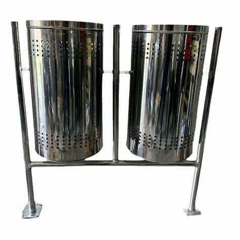 Silver Swing Stainless Steel Double Dustbin Size 23 Inch D