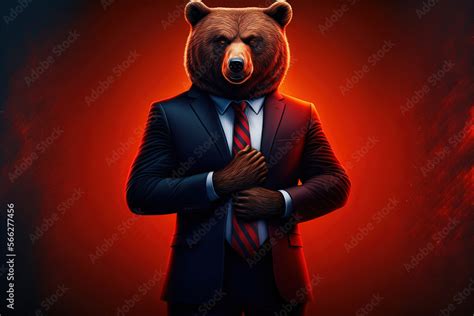 Red Bear Wearing A Business Suit And Tie Ai Generated Ai Generated