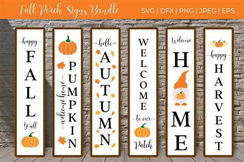 Fall Porch Sign SVG Bundle Autumn Vertical Signs Welcome By